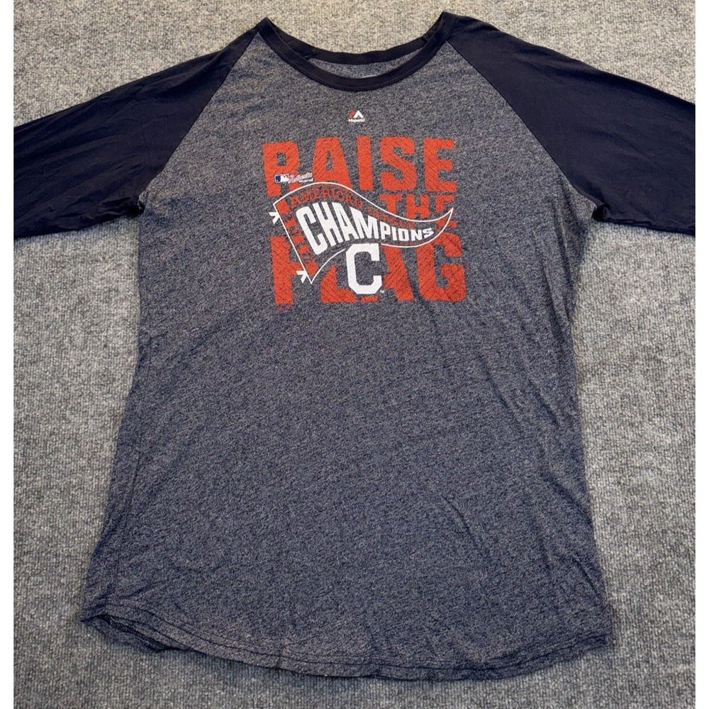 Majestic Threads Cleveland Indians Women's Size XL 3/4 Sleeve USA Made Raglan